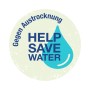 Symbol für "Gegen Austrocknung. Help Save Water" für Compo Bio Gartenmulch.