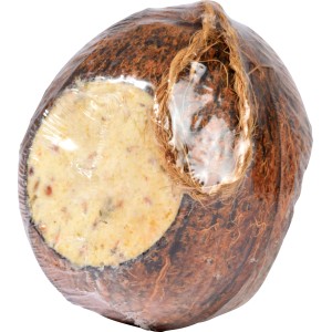 Dobar Vogelfutter Kokosnuss mit Fettfutter-Mix, Wildvogelfutter zum Aufhängen.