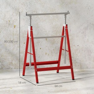 HOMCOM Arbeitsbock aus Stahl, rot, höhenverstellbar von 80-130 cm, ideal für Handwerker.