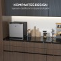 Kompakter, silberner HOMCOM Mini-Gefrierschrank aus Stahl und Kunststoff in einer Küche.