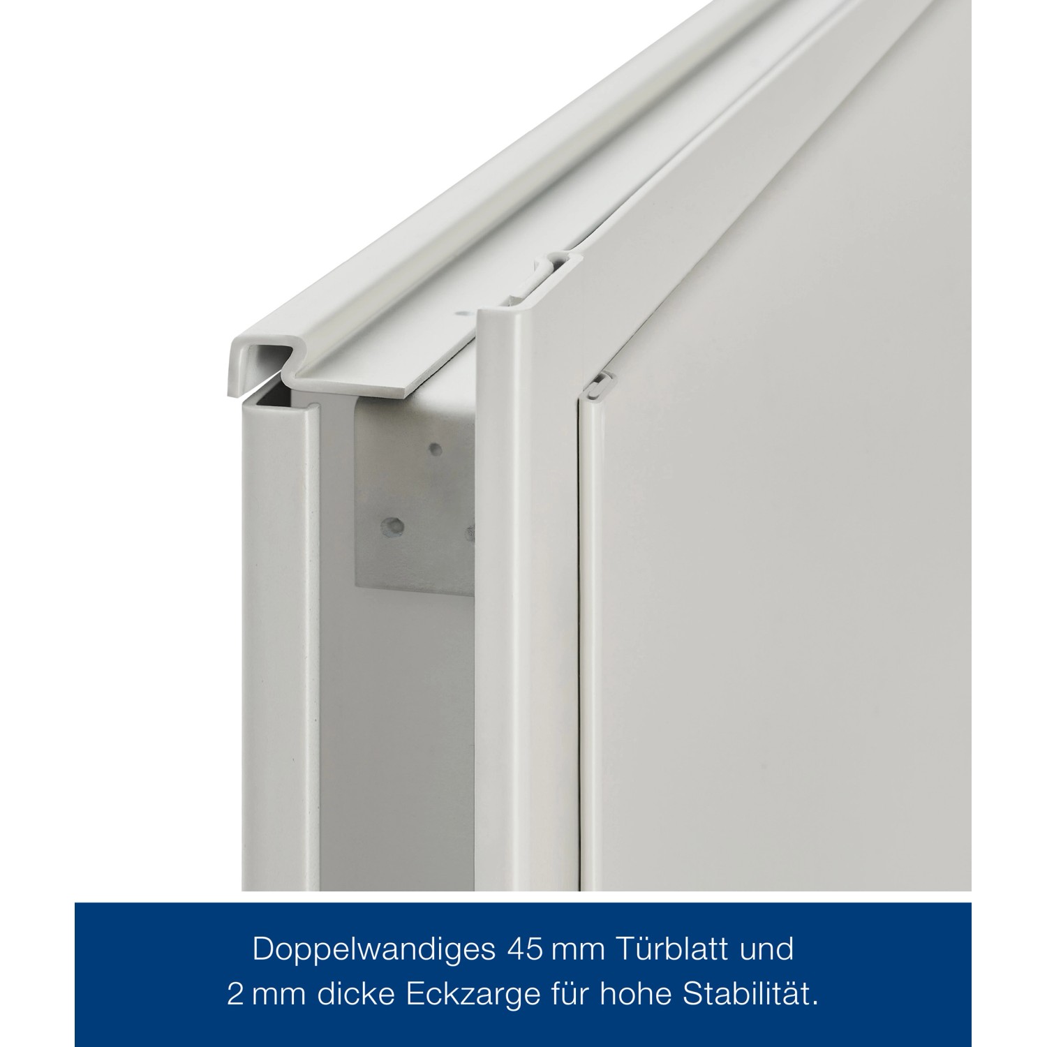Detailansicht: Hörmann Feuerschutztür T 30-H8-5 in Grauweiß, Eckzarge und Türblatt