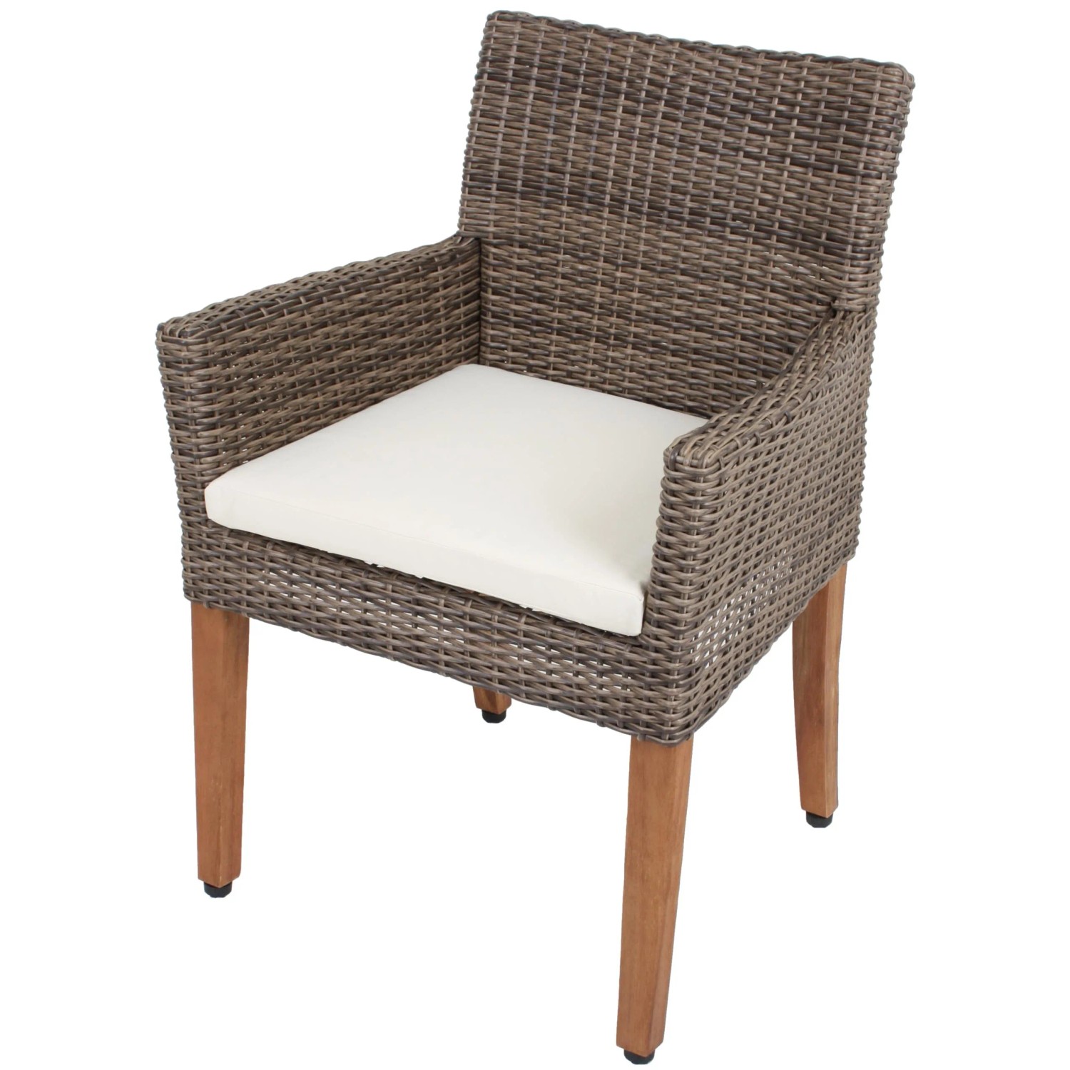 DELUKE Gartenstuhl 2er Set DOVER Auflage Akazie Natur Relaxsessel Wetterfest Gartenstühle Outdoor