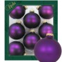 8 violette, matte Glaskugeln (7cm) von Krebs Glas Lauscha. Elegante Weihnachtskugeln für festliche Dekoration.