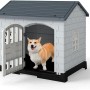 Costway Wetterfestes Hundehaus Grau 75 x 57 x 68 cm_2