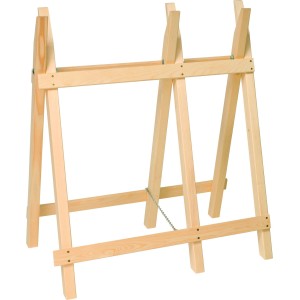 Profi-Sägebock Woody aus Nadelholz, zusammenklappbarer Arbeitsbock für Handwerker.