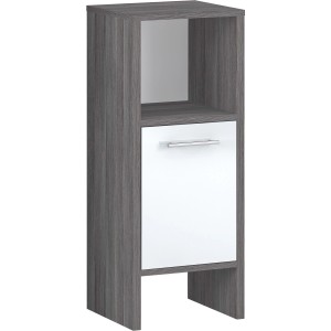 Astor Unterschrank Oslo, 33 cm, weiß-grau, mit Tür und offenem Fach. Badkommode im modernen Design.