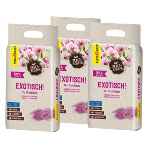 3er-Pack Floragard Bio-Orchideenerde Exotisch, torffreie Spezialerde für Zimmerorchideen.