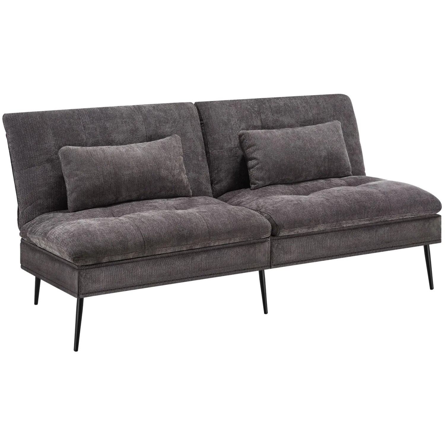 Tectake Schlafsofa Tokio 3In1 Nutzung Als Sofa  Relaxliege Oder Gästebett 3 Sitzer  6 Fach Verstellbare Rückenlehne  175 x 108 x 45 cm Grau