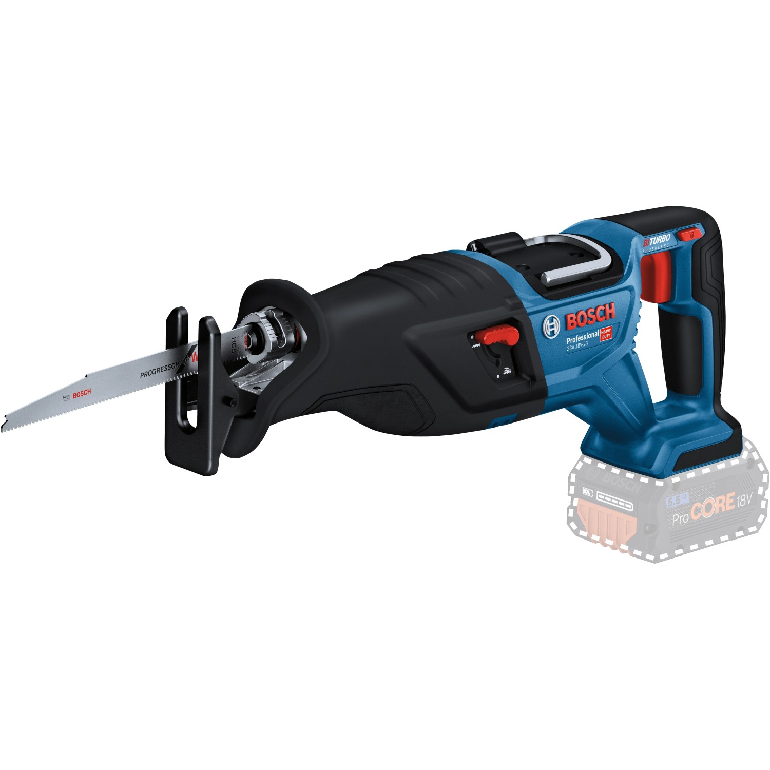 Bosch Professional Akku-Säbelsäge GSA 18 V-28 mit Akku und L-Boxx, blau/schwarz.