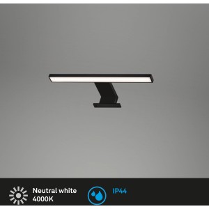 Moderne, schwarze LED-Spiegelleuchte Dun von Brilo, 5W, neutralweißes Licht.
