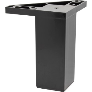 Schwarzer Wagner Möbelfuß, 10 cm hoch, aus Kunststoff mit Anschraubplatte.