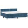 Dunkelblaues vidaXL Boxspringbett 200x200 cm mit Samtbezug, inklusive Matratze und Kopfteil.