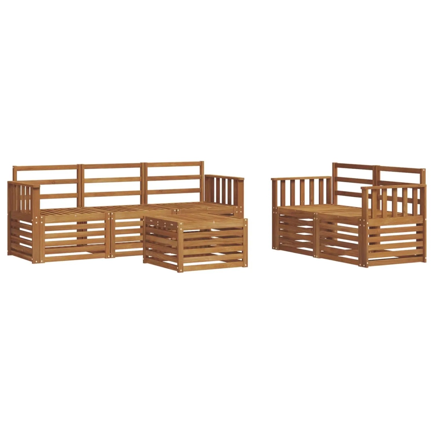 vidaXL Sofagarnituren 6 Tlg Natur Massivholz Akazie 3374359