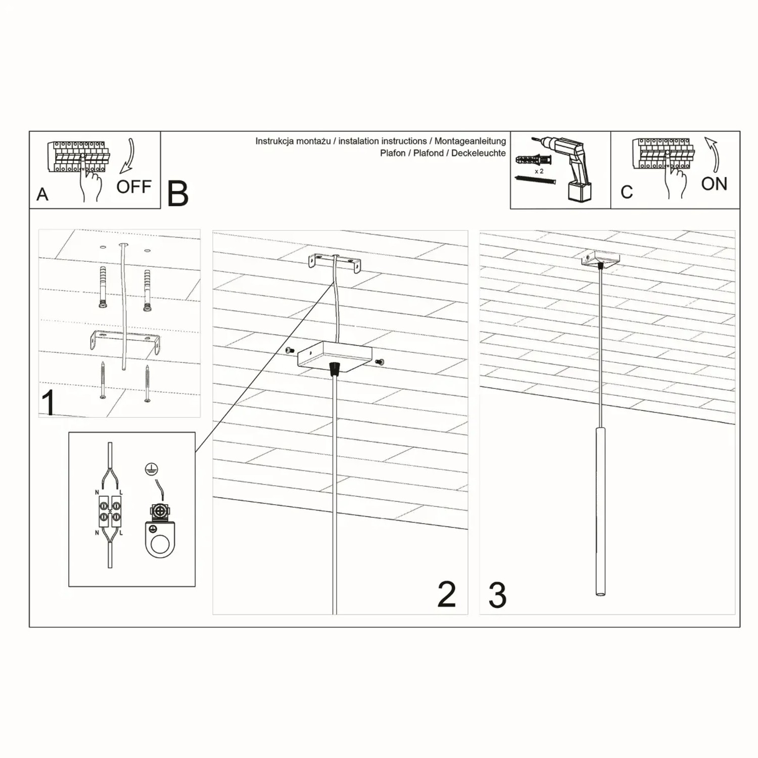 Montageanleitung für Sollux Lighting Hängeleuchte Pastelo 1 Weiß, Lampen & Leuchten.