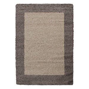Ayyildiz Hochflorteppich Life 1503 Taupe, 80x150 cm. Shaggy Teppich mit Bordüre.