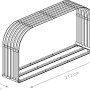 Westmann Kaminholzregal aus Stahl, anthrazit, mit Maßangaben (111x212x46cm).