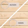 Detailansicht Karibu Gartenhaus Sölve: Holzstruktur innen und außen, unbehandelt.