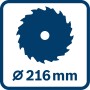 Symbolbild: Sägeblatt für Bosch Kapp- und Gehrungssäge GCM 305-216 S, Durchmesser 216 mm.