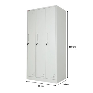 PROREGAL Spindschrank ELEPHANT mit 3 Abteilen, abschließbar, lichtgrau. Metallschrank für Büro, Werkstatt & Schule.