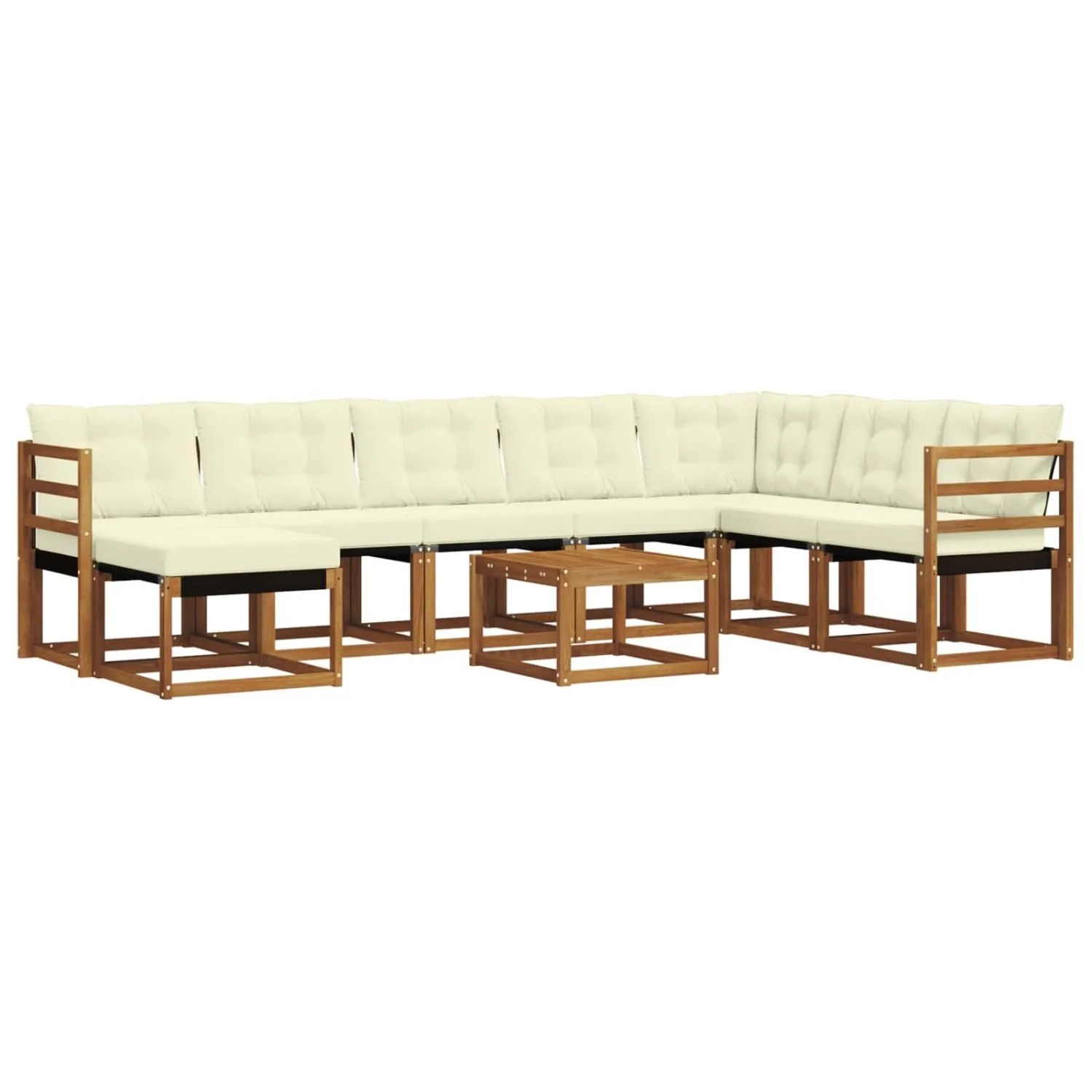 vidaXL Outdoor-Sofagarnitur mit Kissen 9-Tlg Natur und Creme 3368965