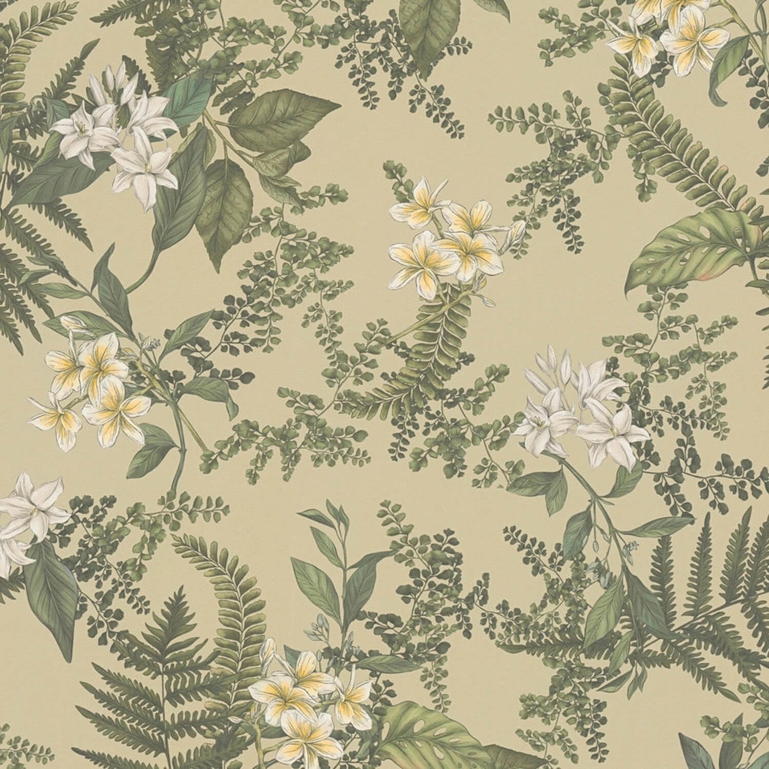 PROFHOME 394241-GU Blumen Tapete Floral Matt Grün Weiß Gelb 0,53 m x 10,05 günstig online kaufen