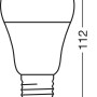 Technische Zeichnung: Osram Smart+ E27 LED-Lampe, A60 Glühlampenform, dimmbar, mit Maßangaben.