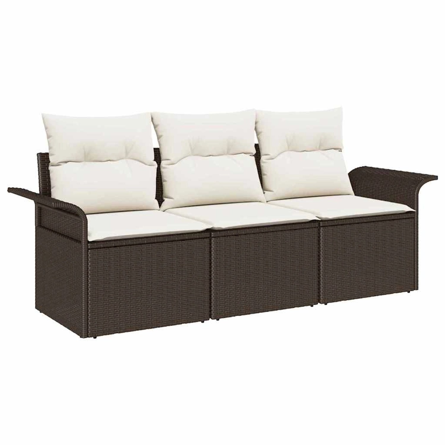 vidaXL Garten-Sofa-Set mit Kissen mit Speicher 3-Tlg Braun Poly Rattan 3353 günstig online kaufen