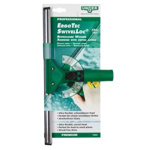 Unger ErgoTec Swivel Fensterwischer, 35 cm, grün, für streifenfreie Reinigung schwer erreichbarer Fenster.