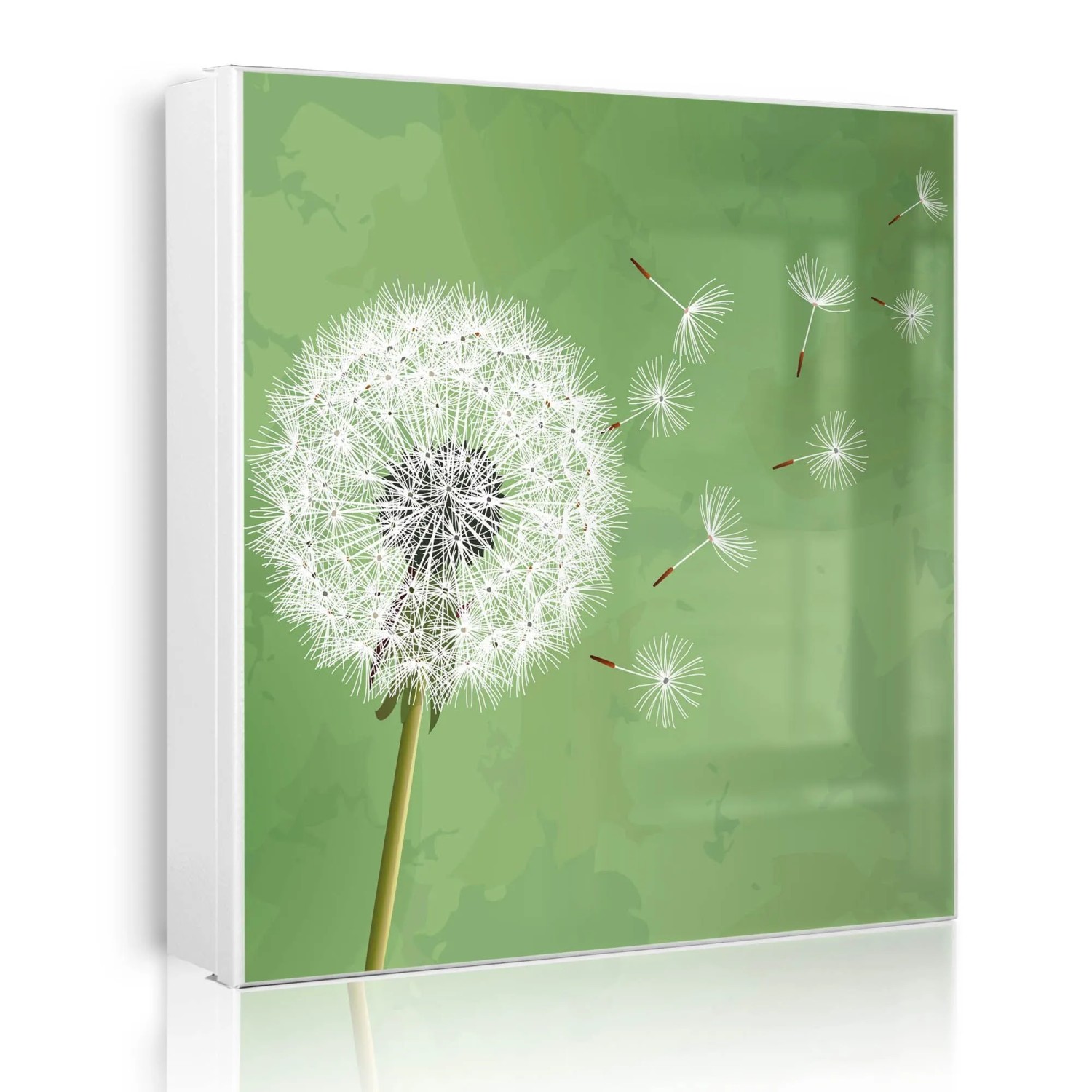 Banjado Großer Schlüsselkasten Metall 30x30cm Weiß Scharnier Rechts 50 Haken Beschreibbar Magnetisch Motiv Pusteblume 3