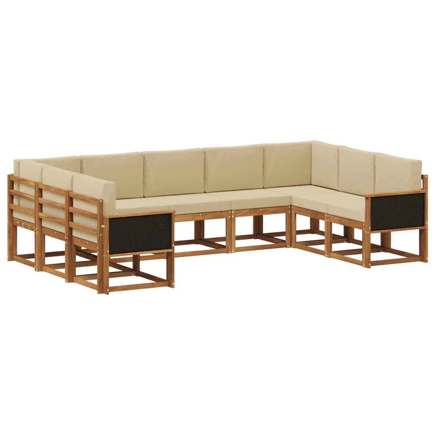 vidaXL Outdoor-Sofagarnitur 9 Stk Natur und Beige Massivholz Akazie 3385524