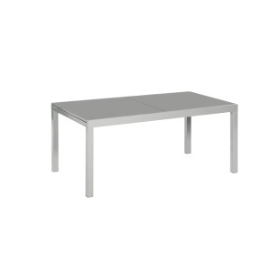 Rechteckiger, ausziehbarer Gartentisch von Merxx, 110x75 cm, mit Aluminiumgestell und Glasplatte.