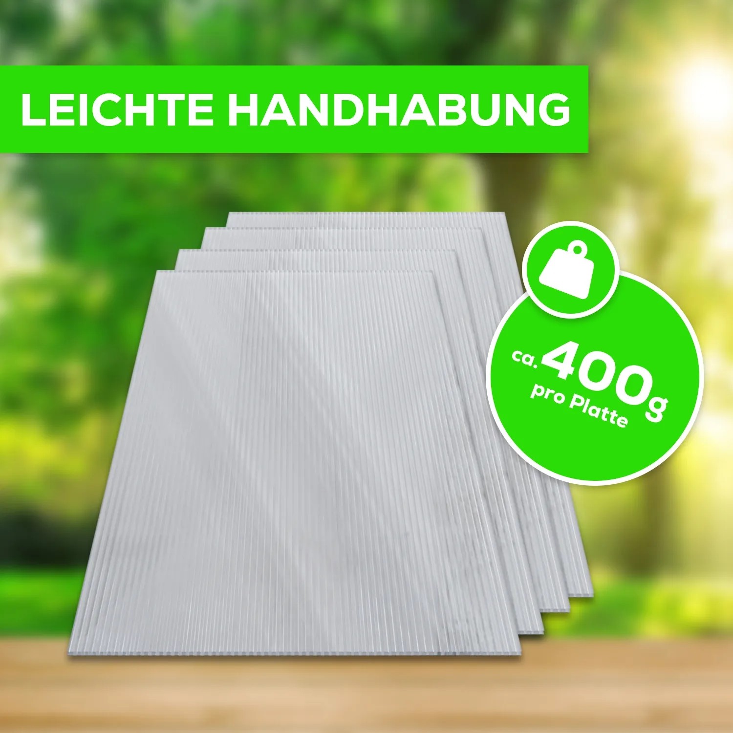 GARMIO® Hohlkammerstegplatten, 6mm, 10,25 m², Doppelstegplatten für Gewächshäuser.