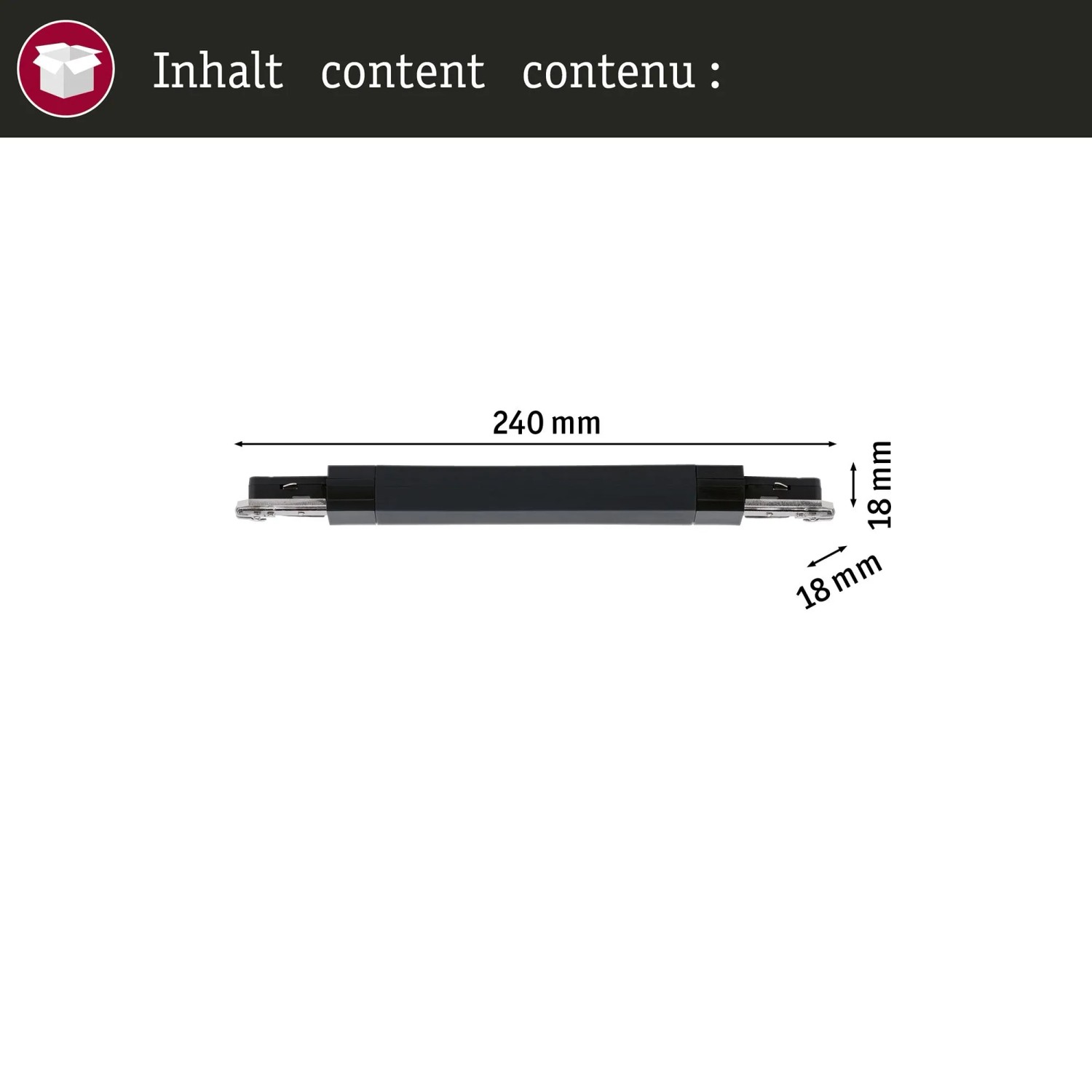 Paulmann URail Dimm/Switch Adapter, schwarz, mattes Chrom, 240x18x18mm für LED-Schienensysteme.