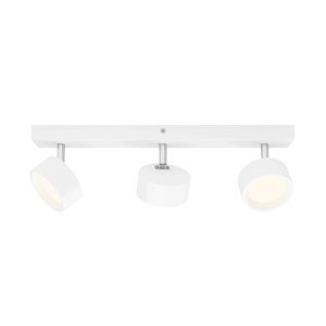 Weißer Bracia LED-Spotbalken mit 3 verstellbaren Strahlern. Moderne Deckenleuchte für warmweißes Licht.