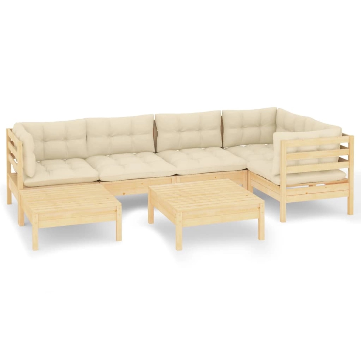 vidaXL 7-tlg Garten-Lounge-Set mit Creme Kissen Massivholz Kiefer Modell 8