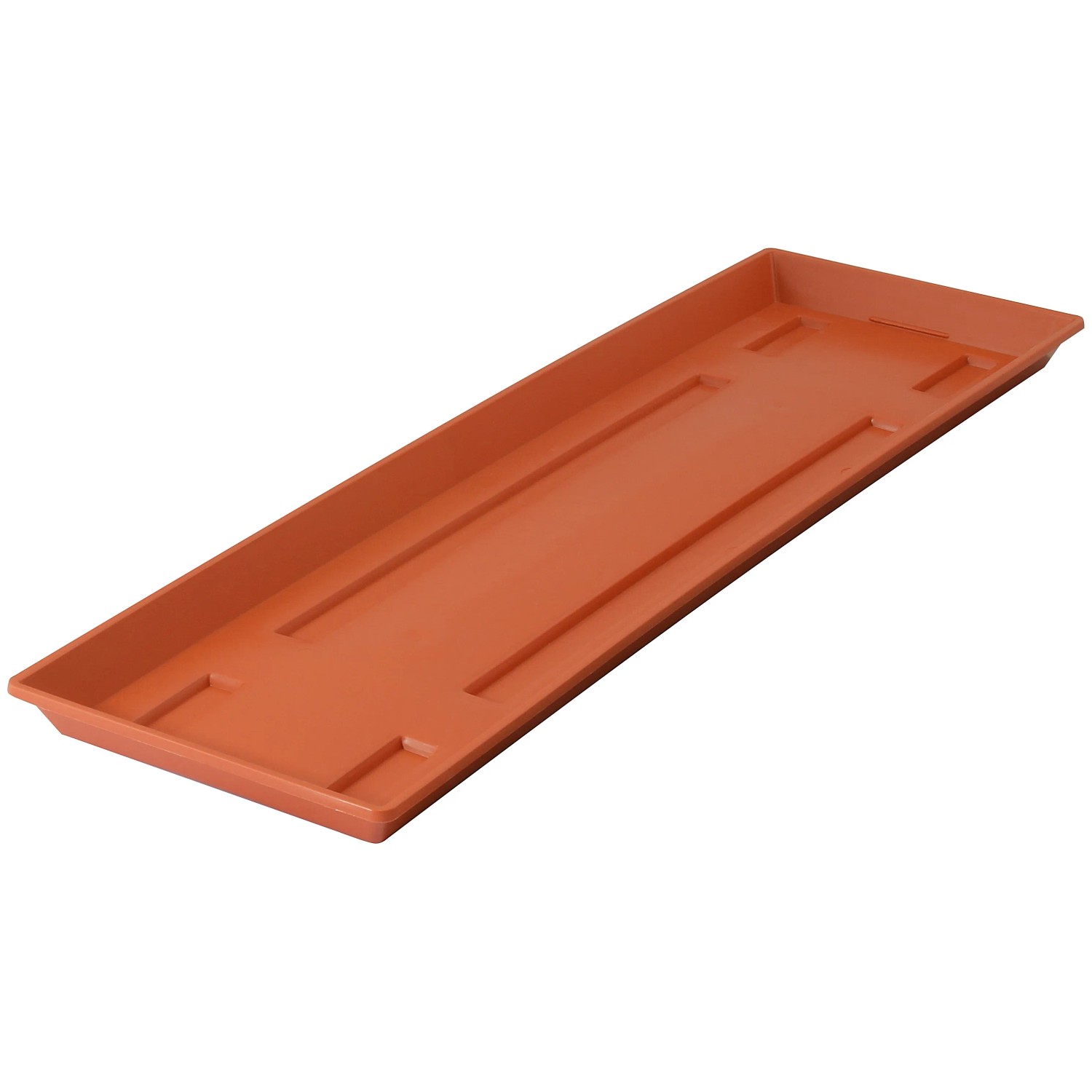 Terracottafarbener Geli Blumenkasten Untersetzer, ca. 60 cm, für Bewässerungskästen.