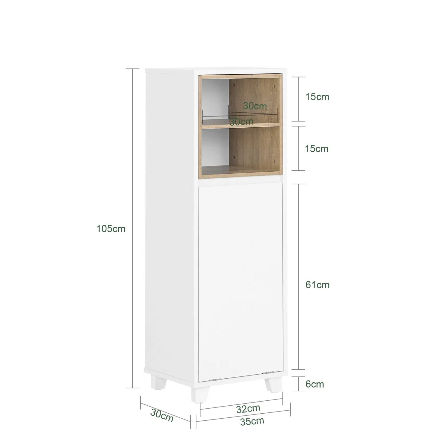 Weißer SoBuy Wäscheschrank BZR146-W mit Fächern und ausklappbarem Wäschesammler.