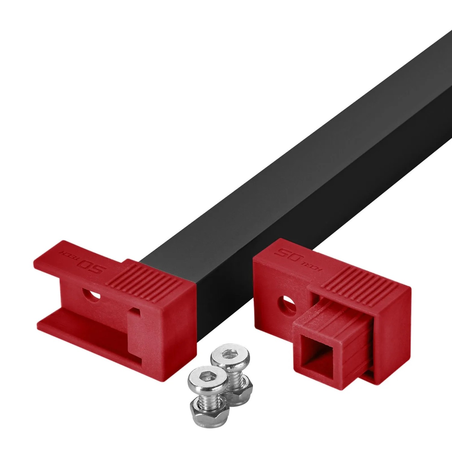 SOTECH VarioSlide Einhandverriegelung für Schubladen Ohne Front Breite 600 mm Schwarz Eloxiert mit Rotem Adapter für VarioSlide Schwerlastauszug