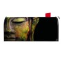 Schwarzer US Briefkasten mit buntem Buddha Motiv, 48x22x16cm.