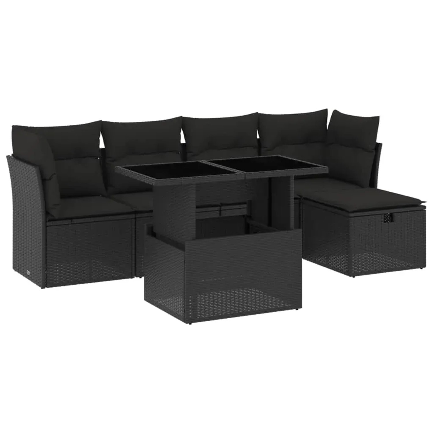 vidaXL 6-Tlg Garten-Sofagarnitur mit Kissen Schwarz Poly Rattan 3274635 günstig online kaufen