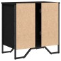 vidaXL Waschbeckenschrank in Schwarz Eichen-Optik, 60 cm breit, mit offenen Türen und Metallbeinen.