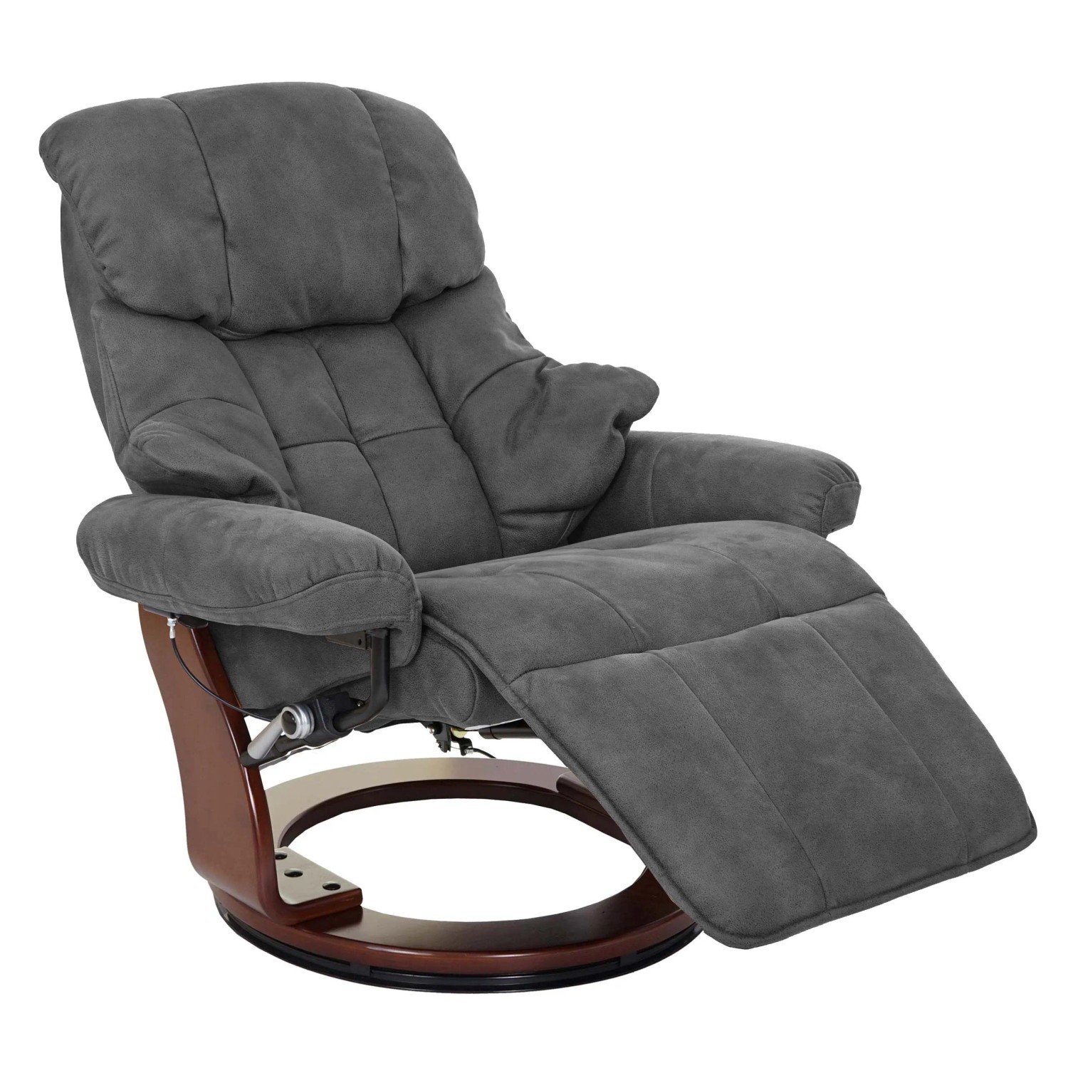 Mca Relaxsessel Calgary 2 Stoff/Textil 150kg Belastbar Dunkelgrau Walnuss-Optik