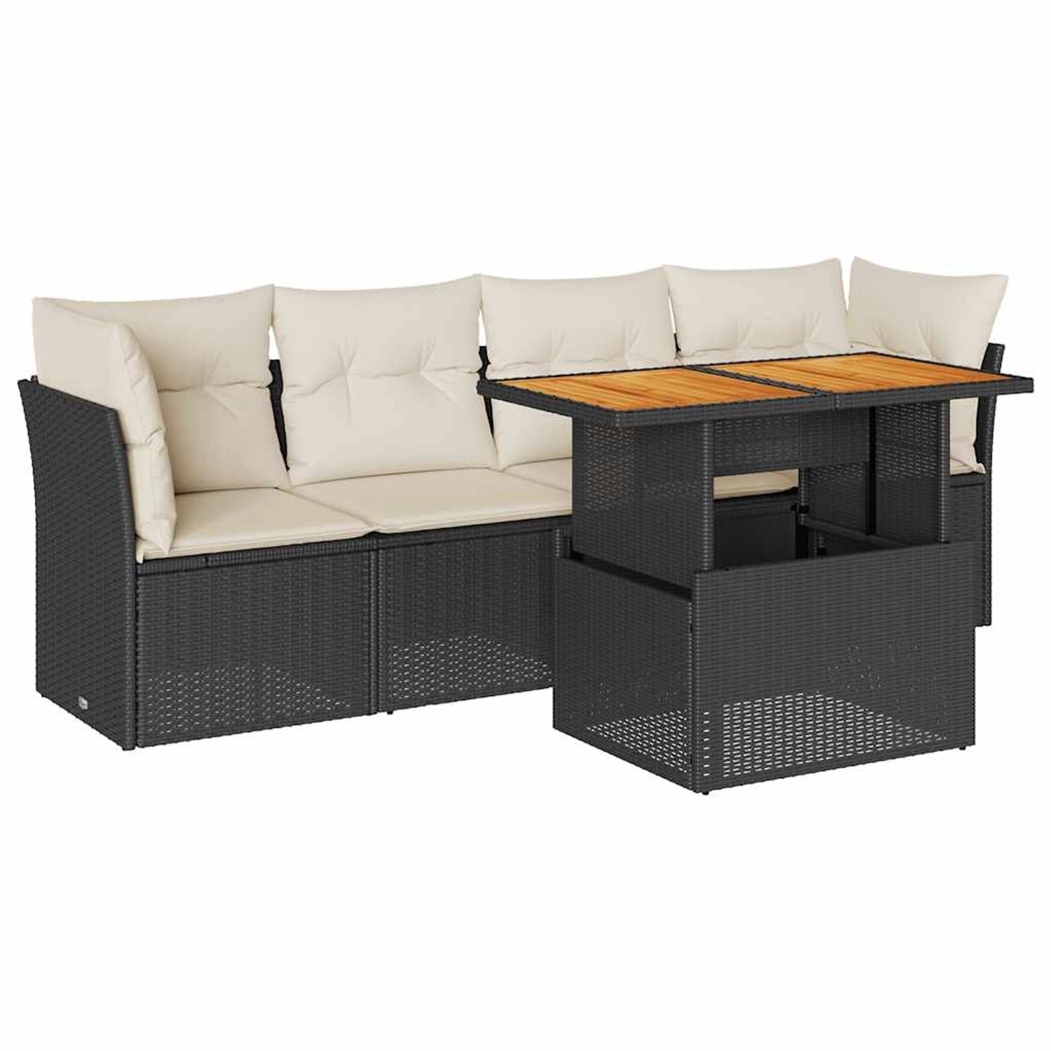 vidaXL 5-Tlg Garten-Sofagarnitur mit Kissen Schwarz Poly Rattan 3326877 günstig online kaufen