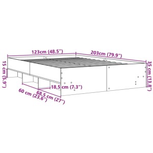 vidaXL Bettgestell ohne Matratze Braun Eichen-Optik 120x200 cm Holzwerkstoff 3295666