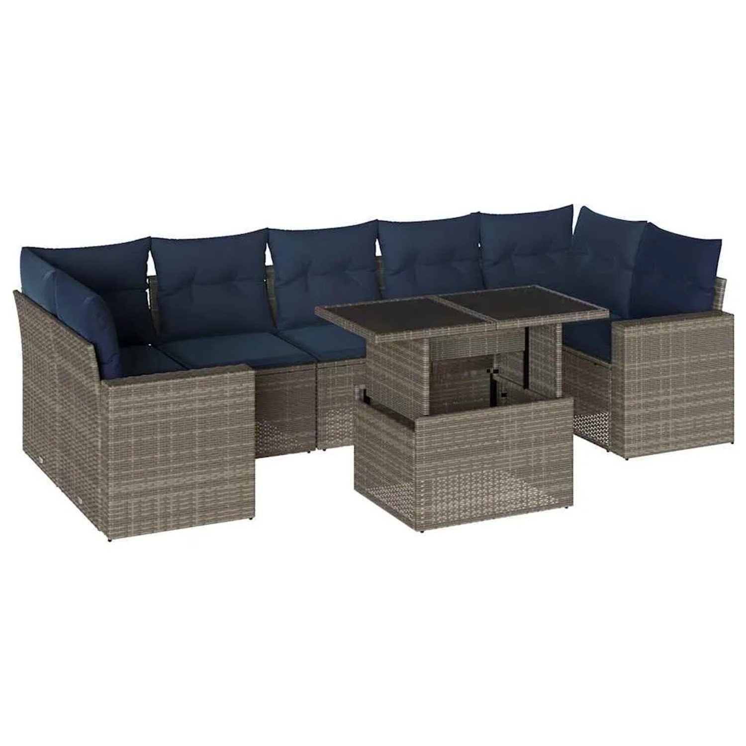 vidaXL 8-Tlg Gartensofa-Set mit Kissen Grau Polyrattan 3267151 günstig online kaufen