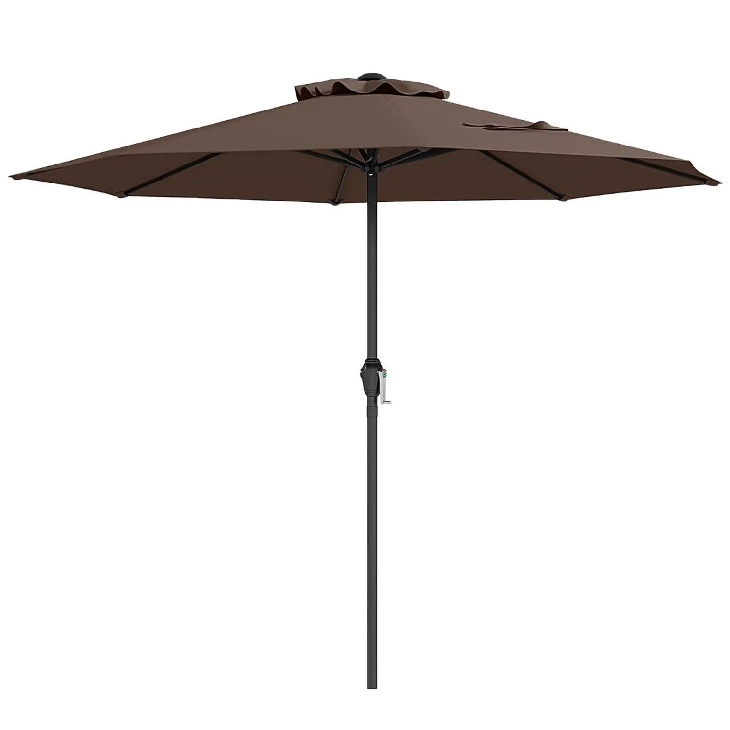 COSTWAY Sonnenschirm 250 cm Gartenschirm mit Kurbel und 8 Rippen Braun