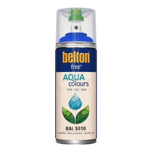 Belton Free AQUAcolours Buntlack Spray RAL 5010 Enzianblau matt, 400ml Dose.