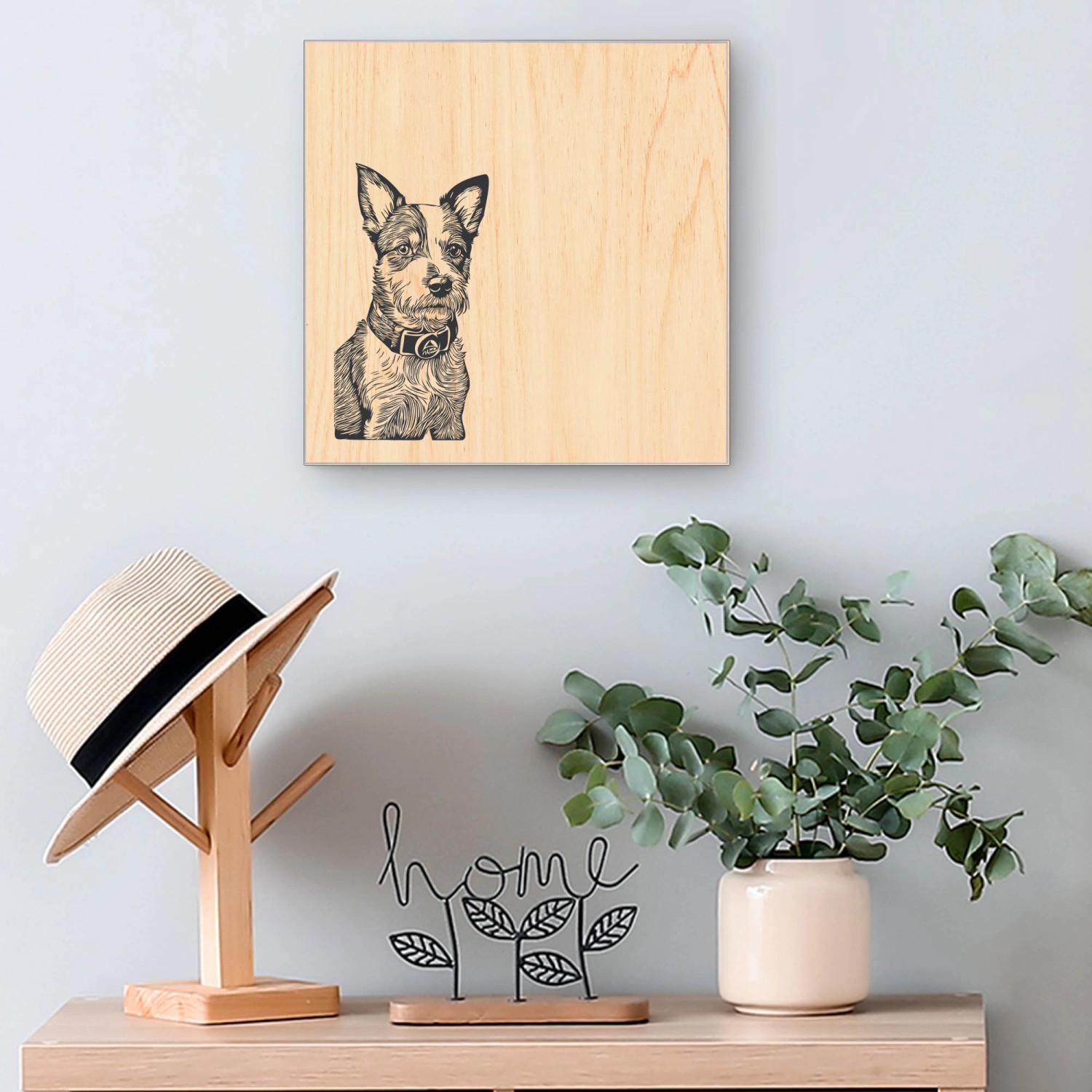 Banjado Schlüsselkasten mit Hund Motiv, 30x30cm, Holz/Metall, 50 Haken, Scharnier rechts.