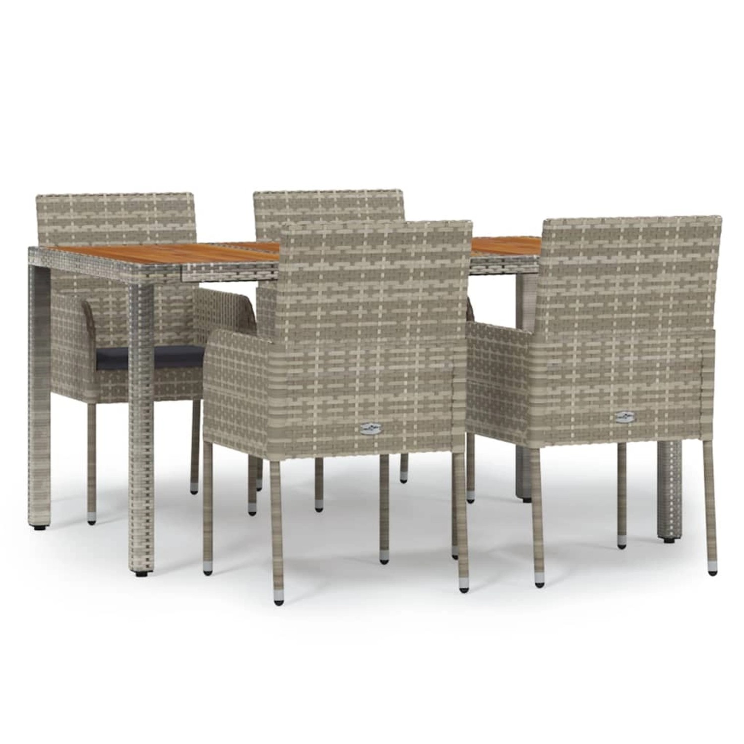 vidaXL 5-Tlg Garten-Essgruppe mit Kissen Grau Poly Rattan 3185019