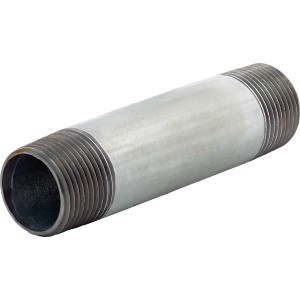 Verzinktes Gewinderohr, 26,4 mm (Rp 3/4) x 100 mm, aus Temperguss für Wasserinstallationen.